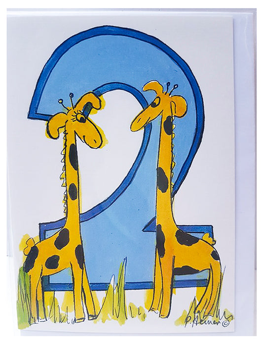 Age 2 Giraffes Card