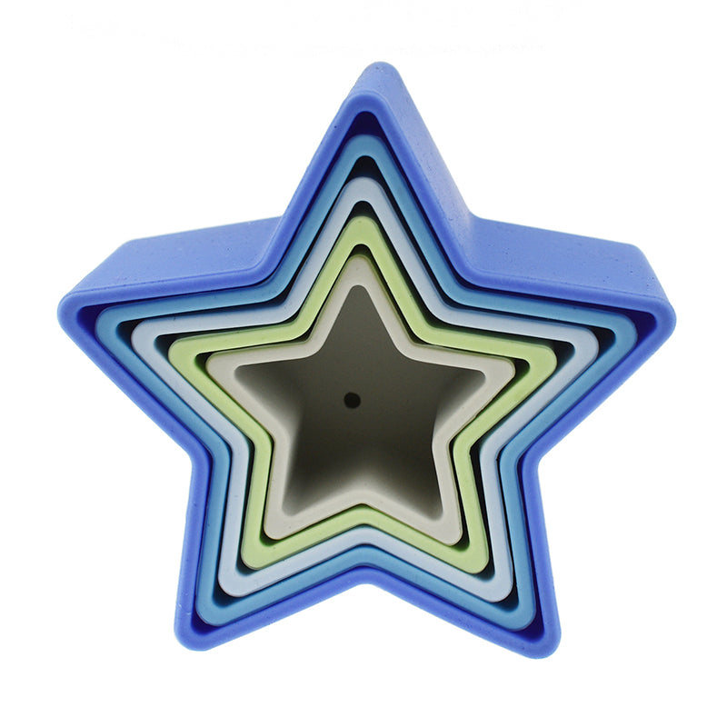 Stacking Stars 5 Pc Silicone Set-Blue/Green