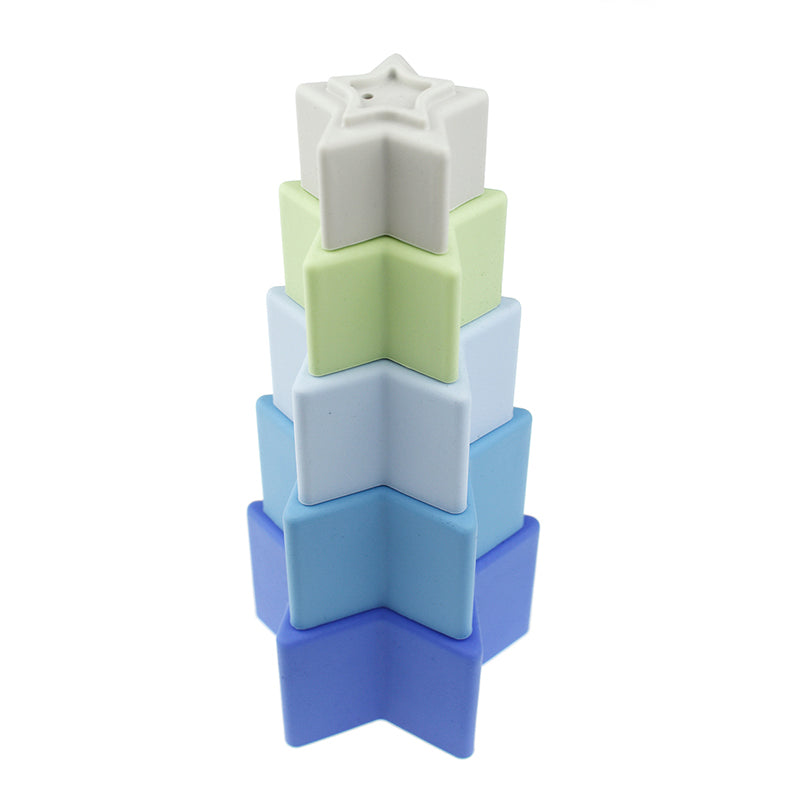 Stacking Stars 5 Pc Silicone Set-Blue/Green