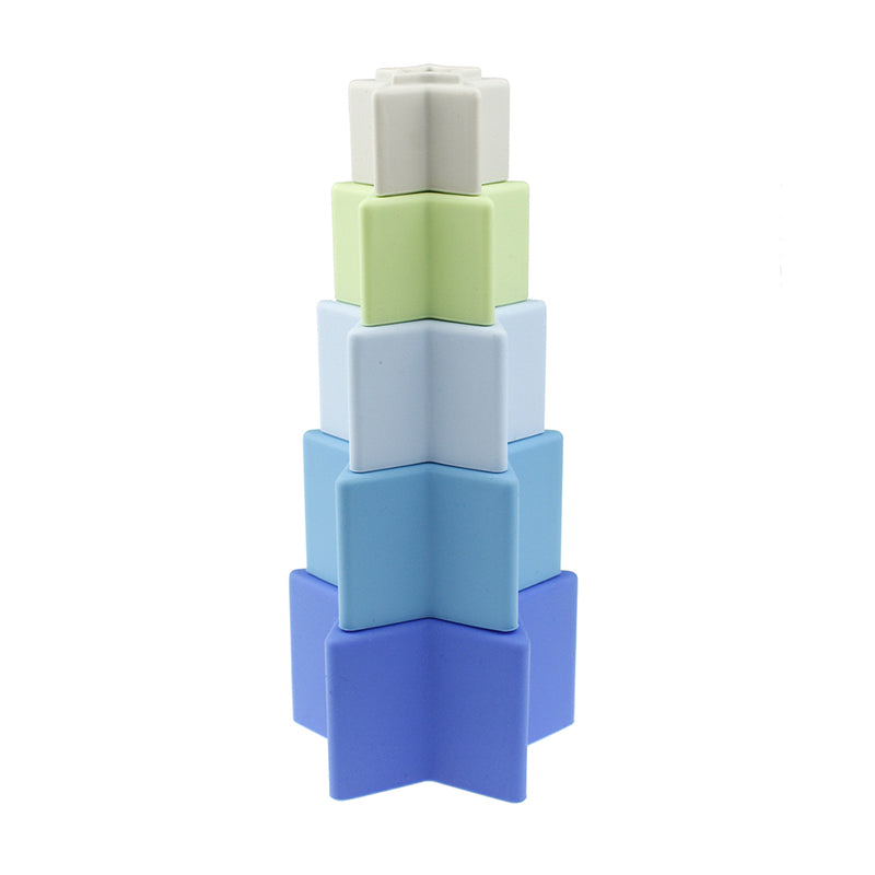 Stacking Stars 5 Pc Silicone Set-Blue/Green