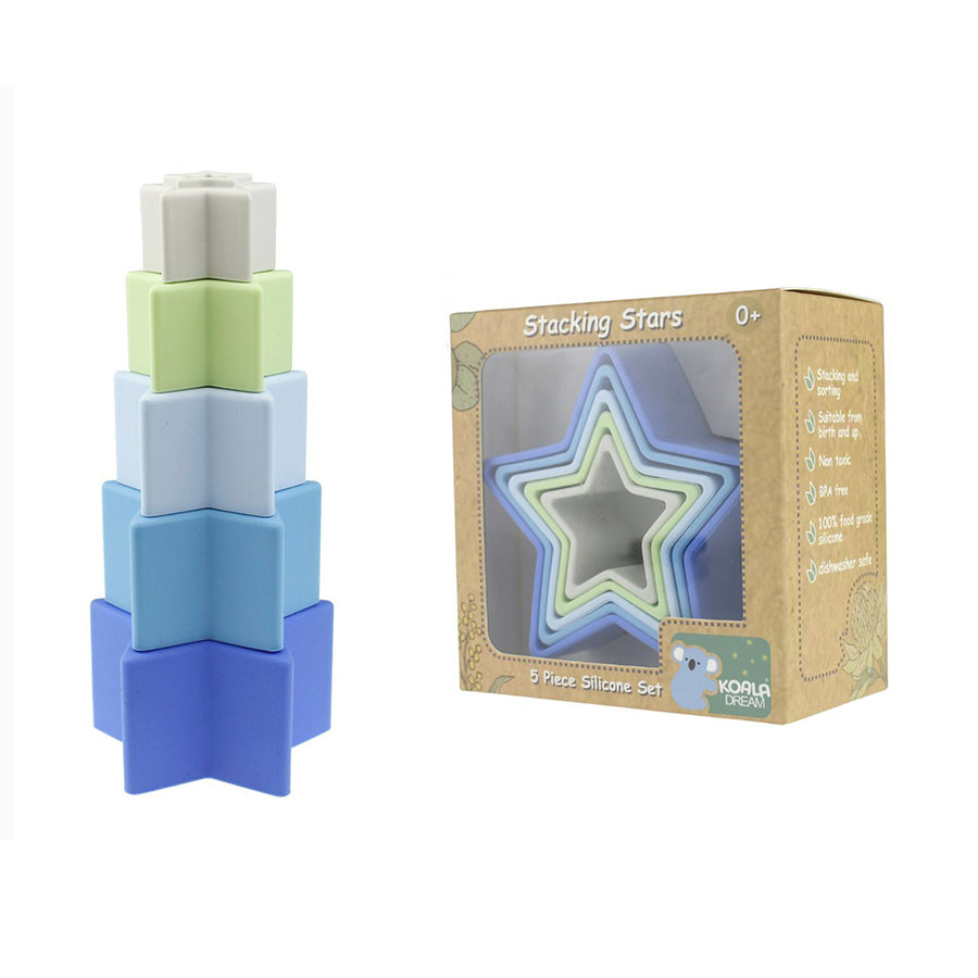Stacking Stars 5 Pc Silicone Set-Blue/Green