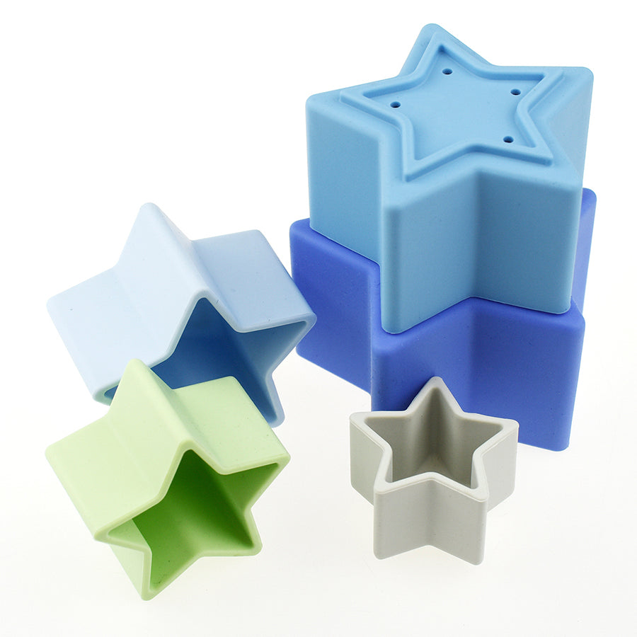 Stacking Stars 5 Pc Silicone Set-Blue/Green