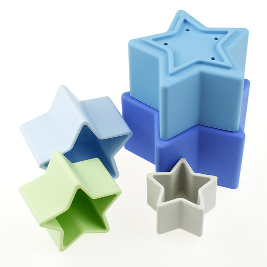 Stacking Stars 5 Pc Silicone Set-Blue/Green