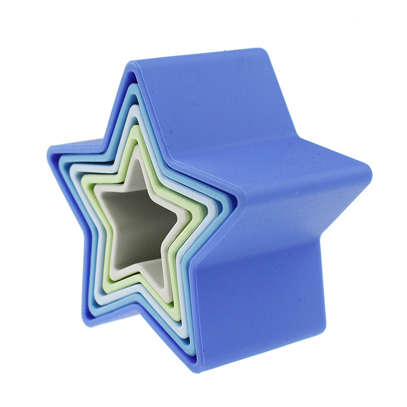 Stacking Stars 5 Pc Silicone Set-Blue/Green