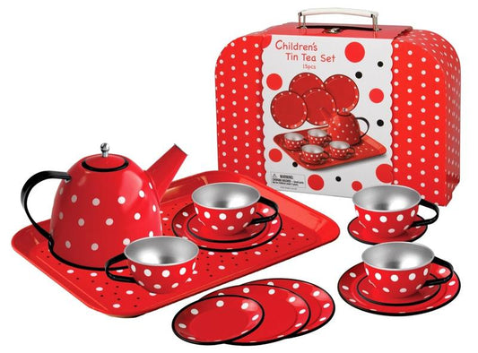 Teaset Tin Red Polkadot in Suitcase