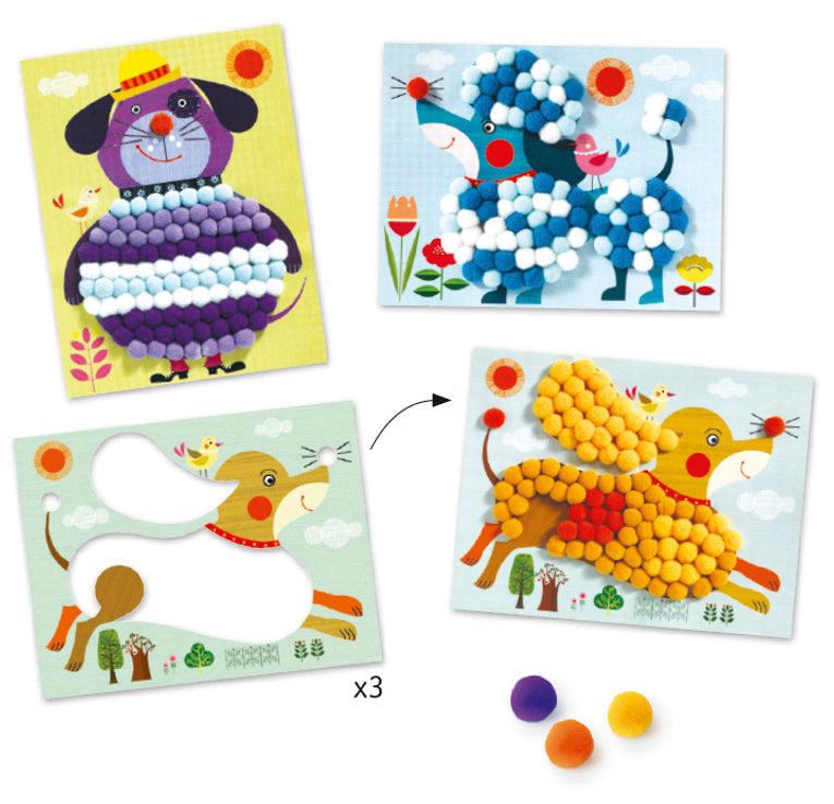 Dogs to Stroke Pompom Collage