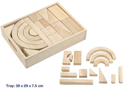 Natural Wooden Blocks in Tray (42pc)