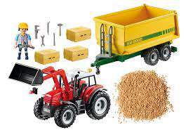 Playmobil Tractor With Feed Trailer