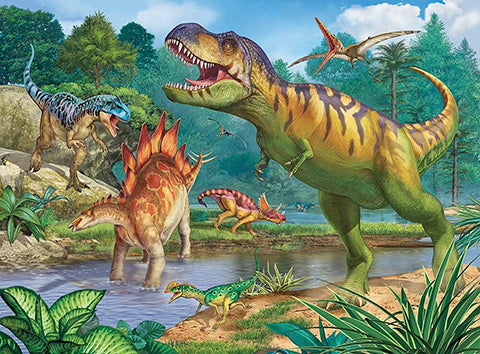 Ravensburger Puzzle 100PC XXL - World Of Dinosaurs & Colouring Book
