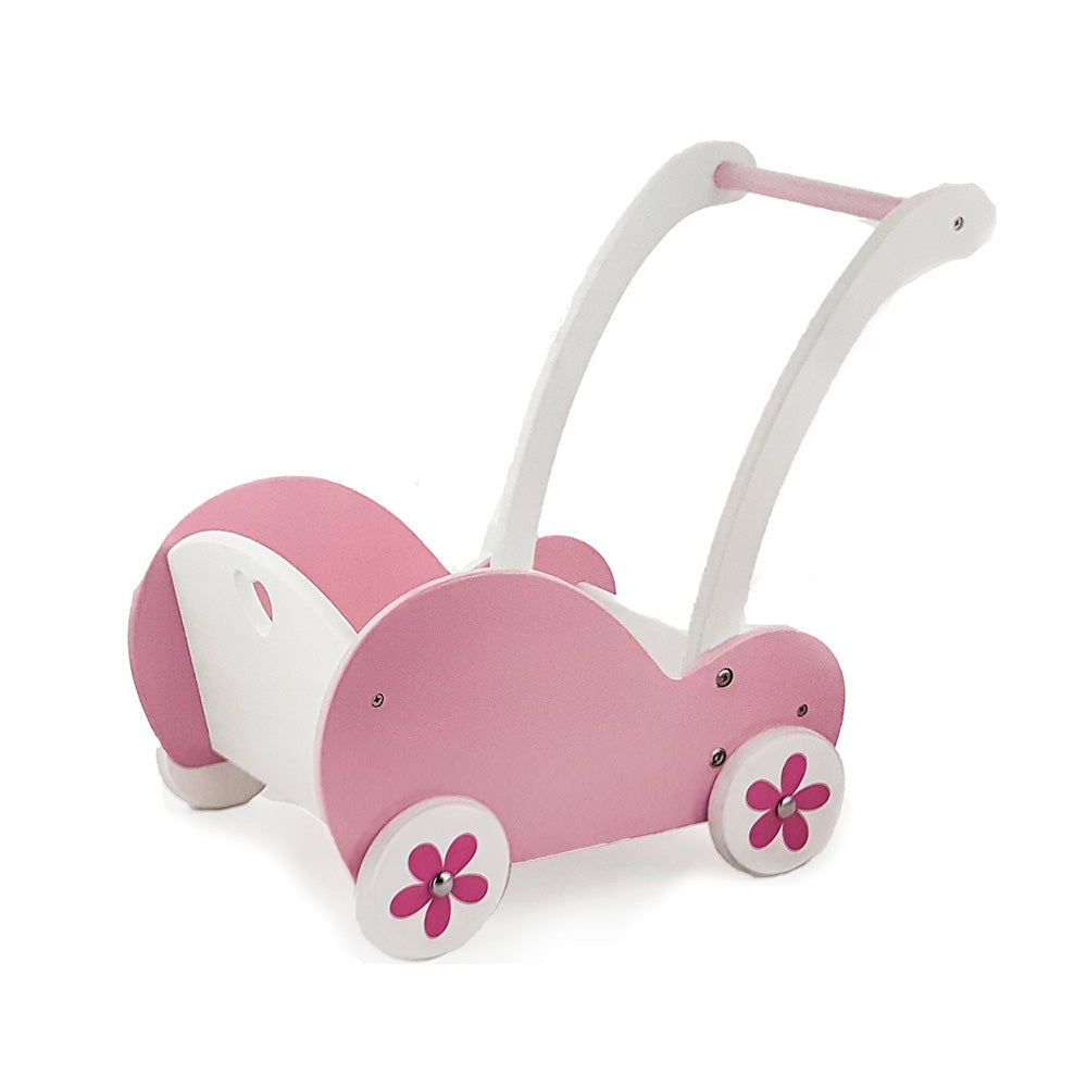 Viga Wooden Pram -Pink & White