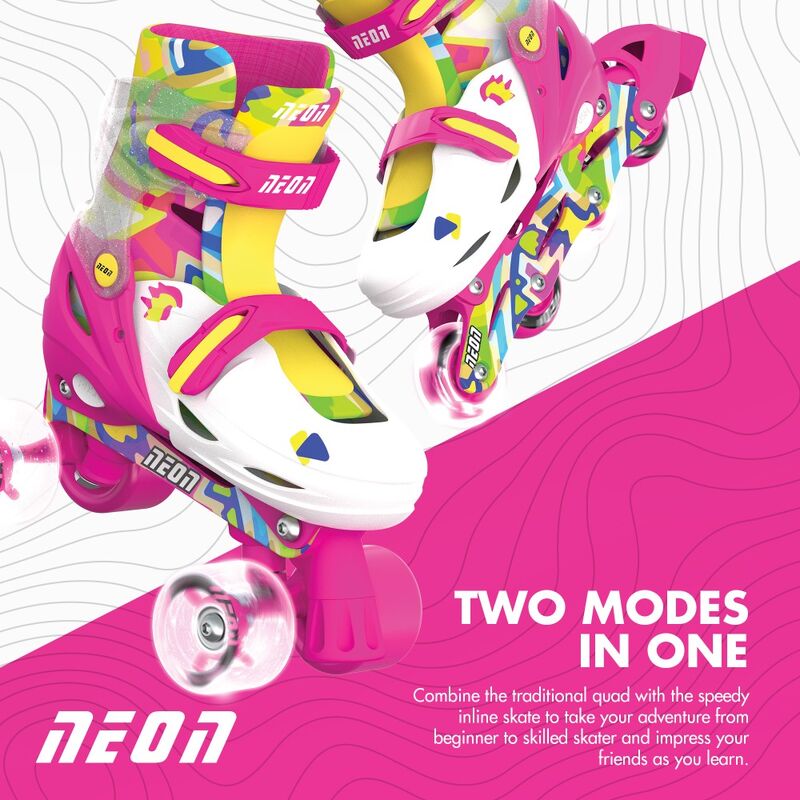 Neon Combo Skates Pink & Yellow - Shoe Size 3-6