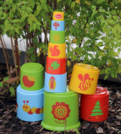 Forest Pyramid Stacking Buckets 11 pieces - Bio by Gowi
