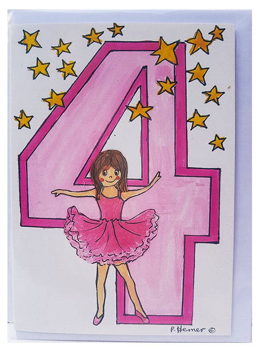 Age 4 Dancing Star Birthday Card