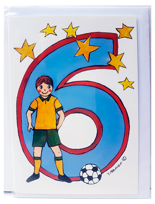 Age 6 Soccer Star Birthday Card
