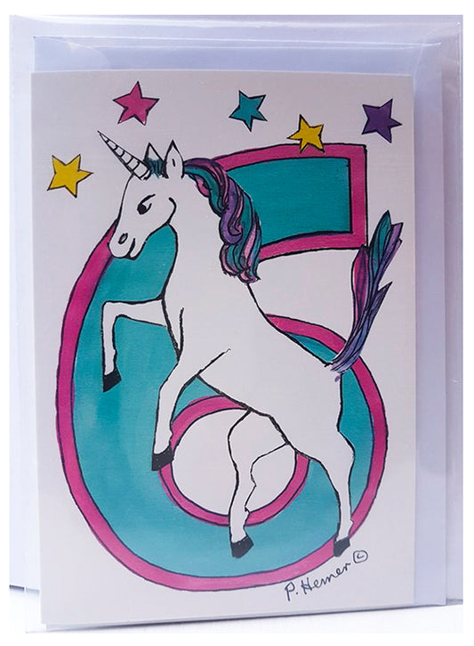 Age 6 Unicorn Birthday Card