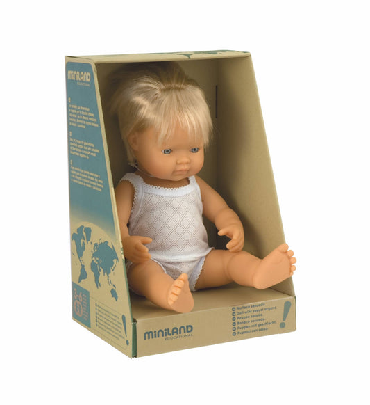 Miniland Doll 38cm White Boy with Hair
