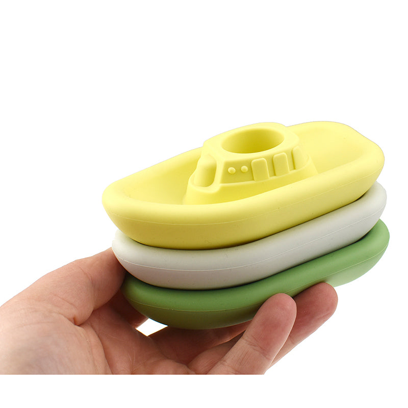 Bath Boats 3pc Silicone Set-Grey/Green