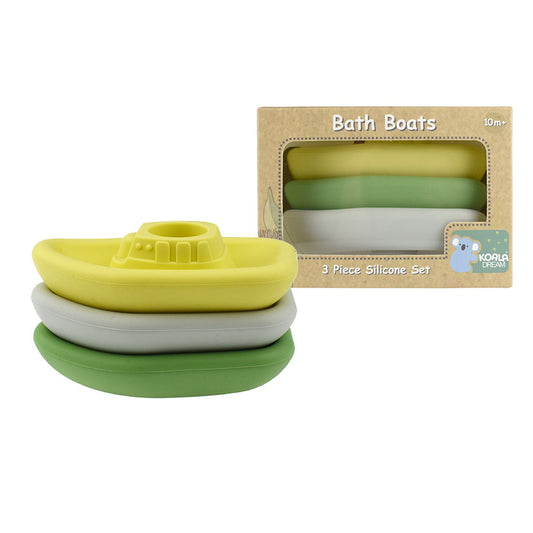 Bath Boats 3pc Silicone Set-Grey/Green