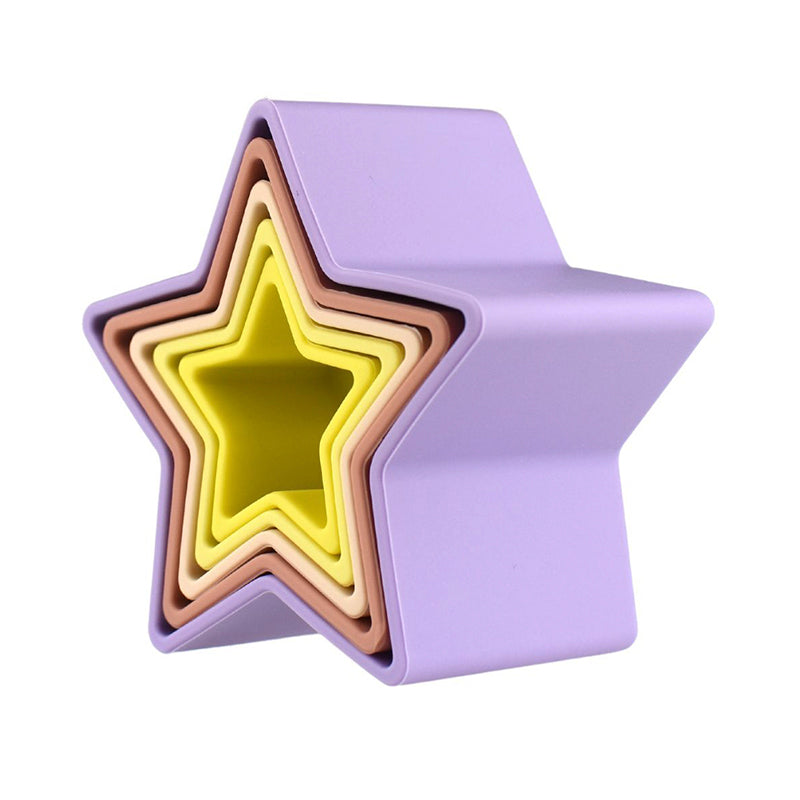 Stacking Stars 5 Pc Silicone Set-Purple/Yellow