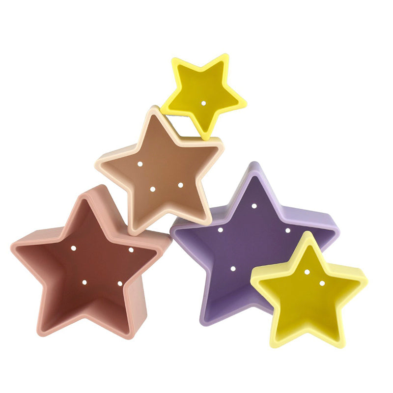 Stacking Stars 5 Pc Silicone Set-Purple/Yellow