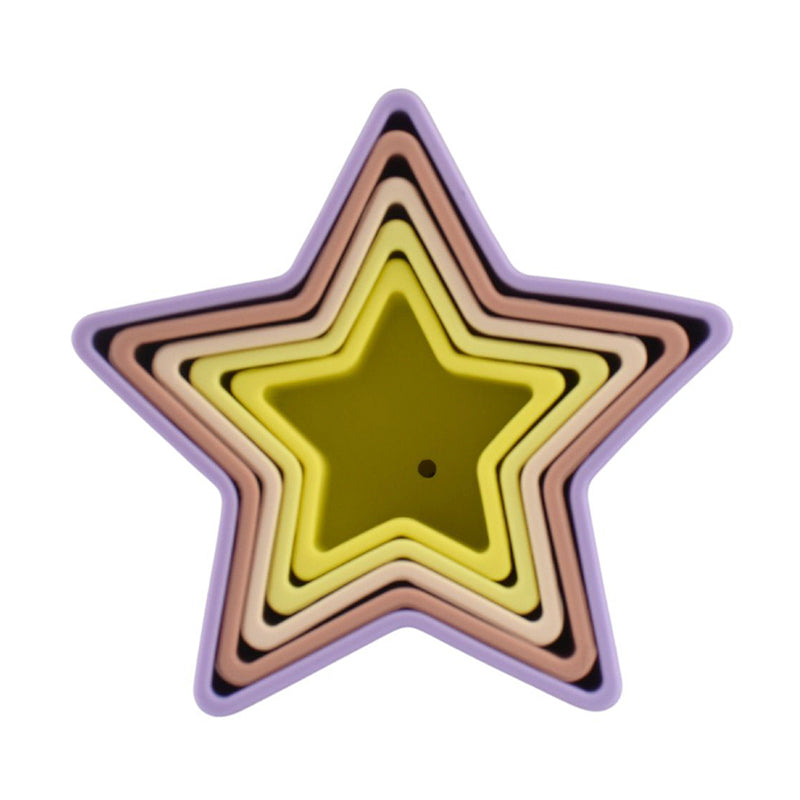 Stacking Stars 5 Pc Silicone Set-Purple/Yellow