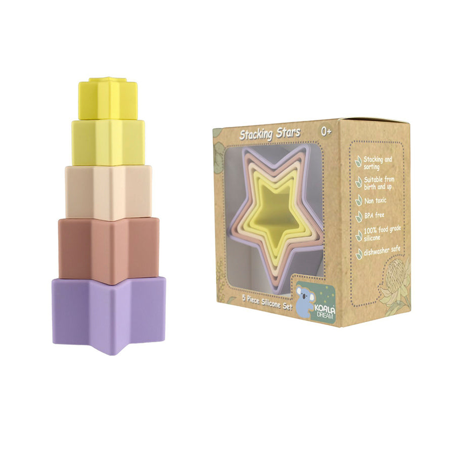 Stacking Stars 5 Pc Silicone Set-Purple/Yellow