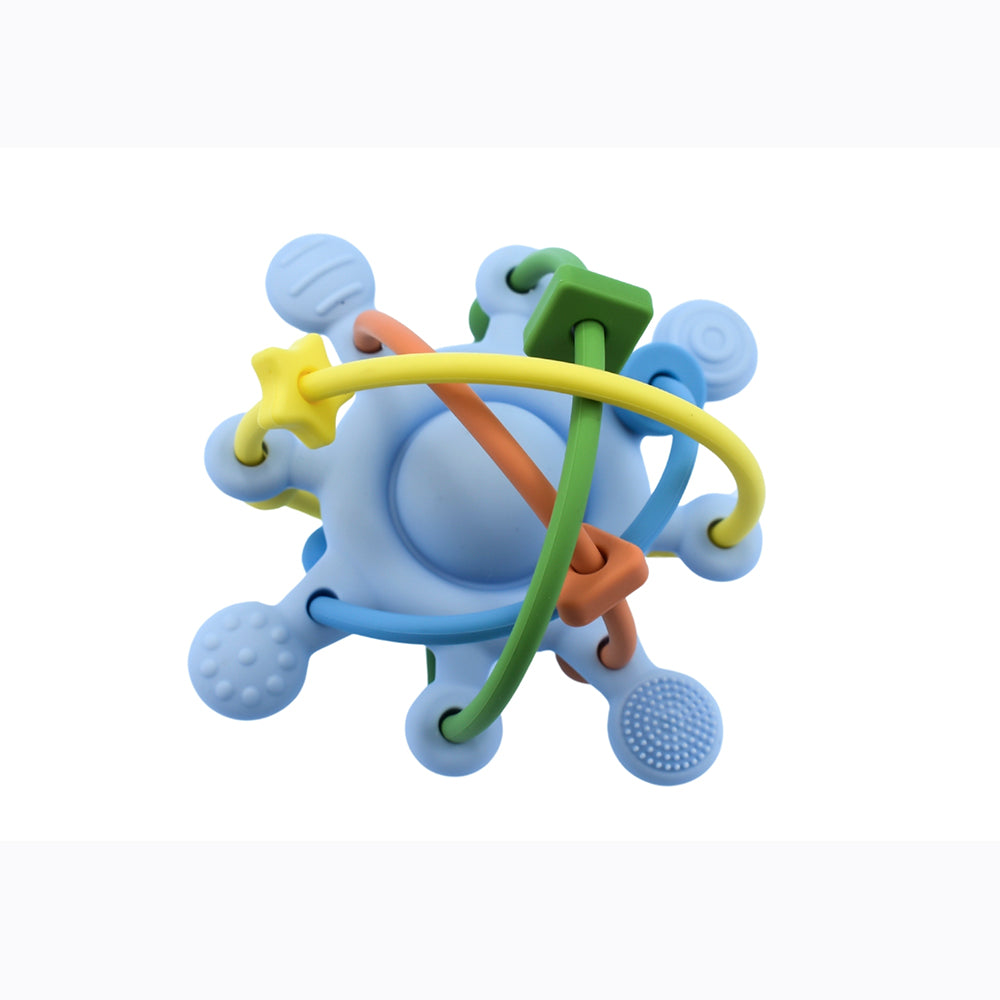 Silicone Sensory Space Rattle Teether - Blue