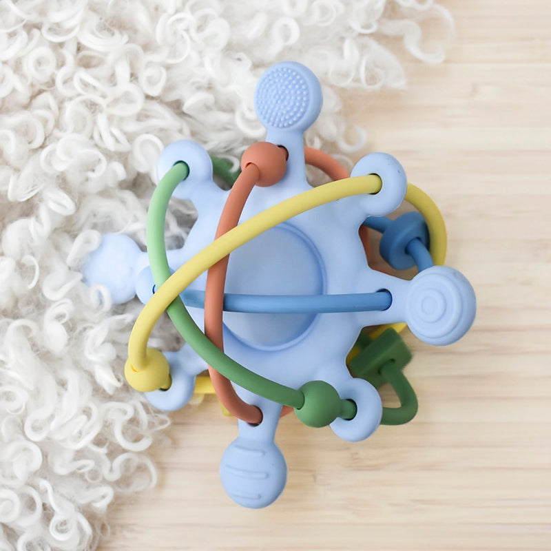 Silicone Sensory Space Rattle Teether - Blue