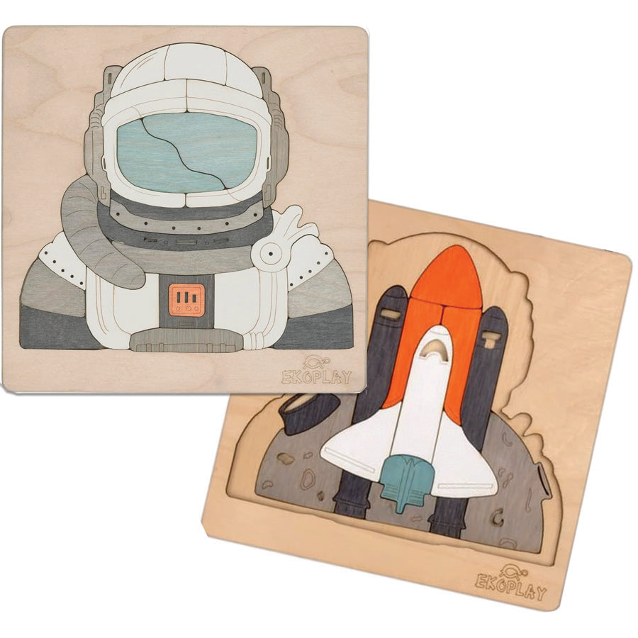 Man On The Moon- 2 Layer- Wooden Puzzle- Ekoplay