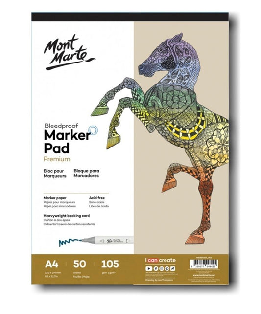 mont Marte Premium Bleedproof Marker Pad A4 105gsm 50 Sheets