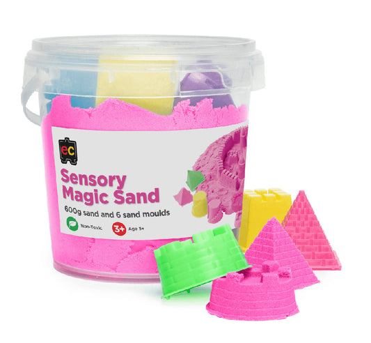 Pink Sensory Magic Sand With Moulds - 600G Tub