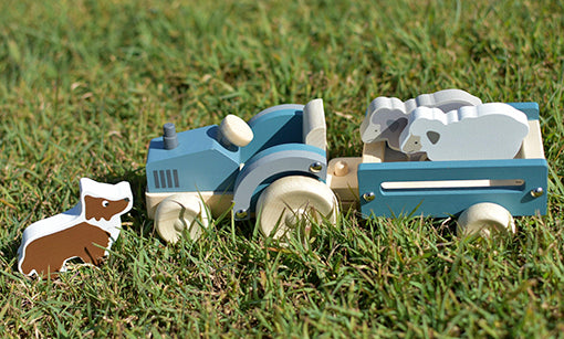 Wooden Tractor With Sheep Dog