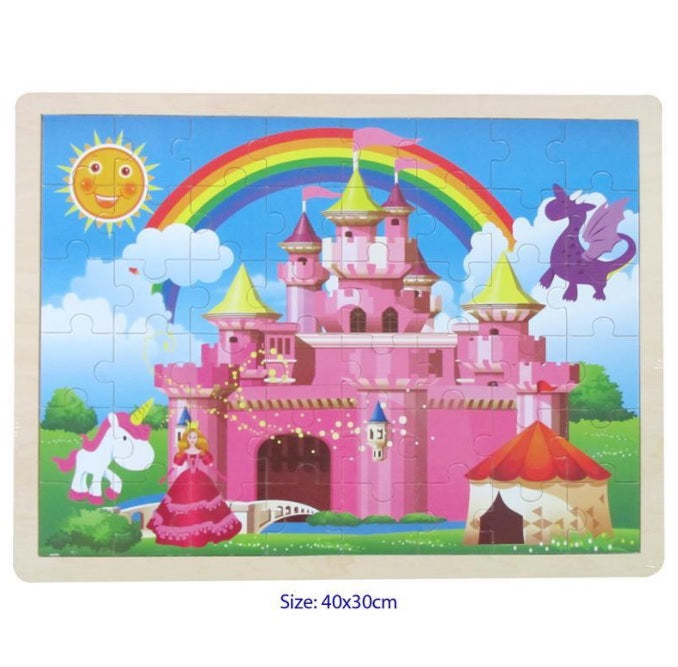 Rainbow Unicorn Princess Castle Jigsaw Puzzle 48Pc