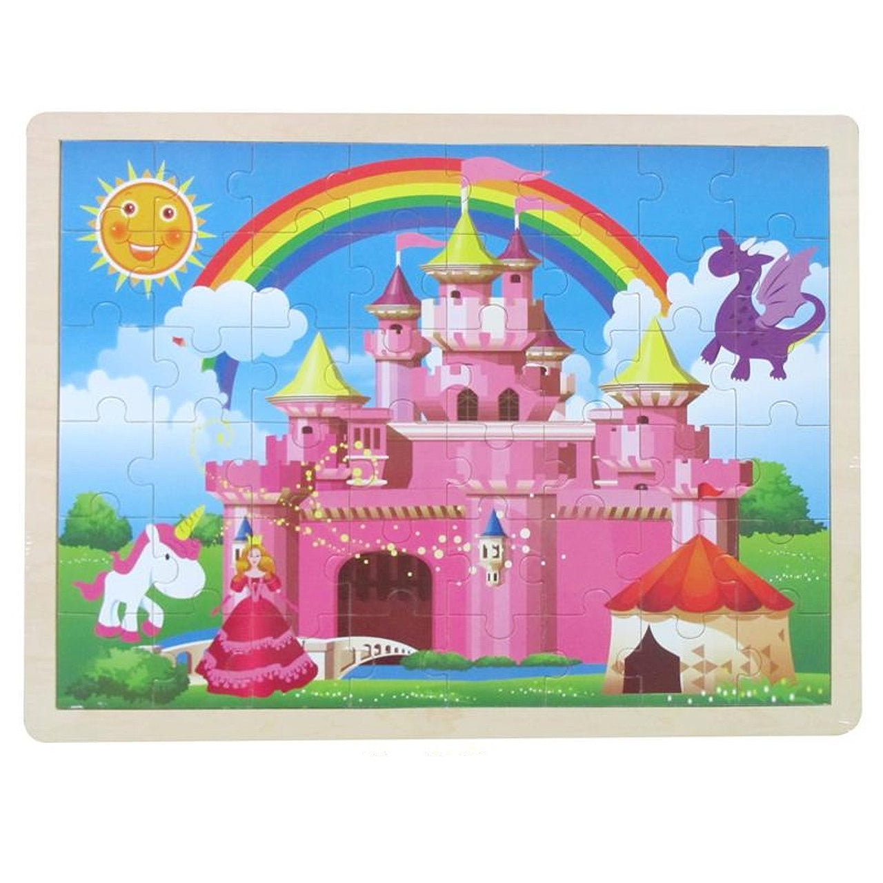 Rainbow Unicorn Princess Castle Jigsaw Puzzle 48Pc