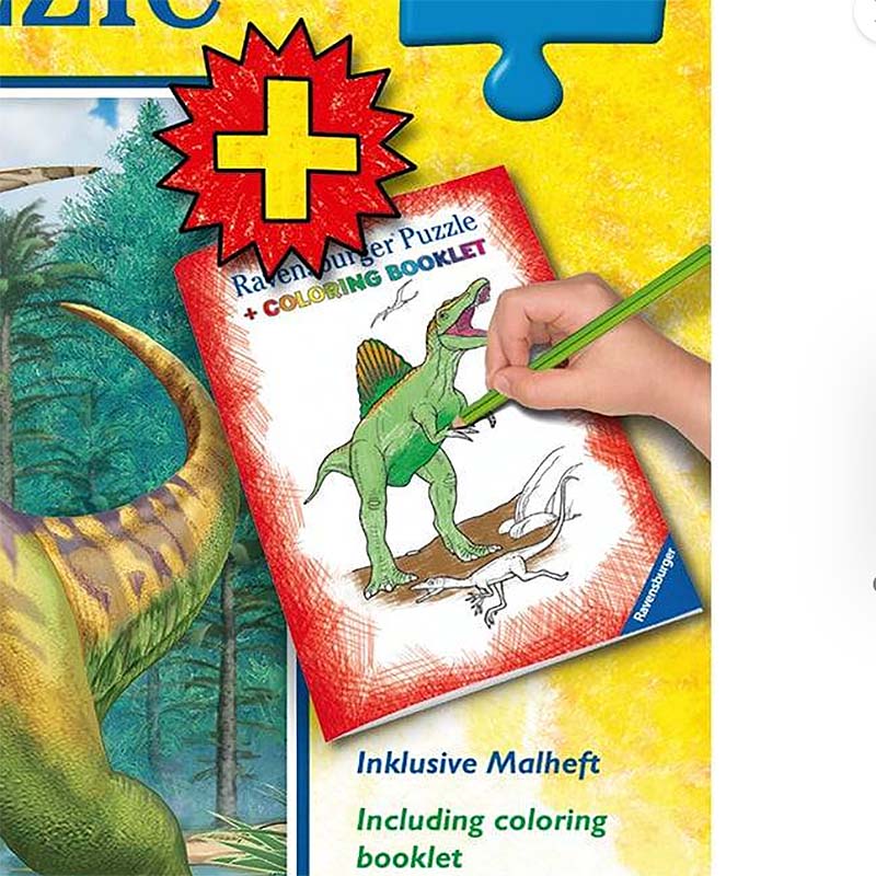 Ravensburger Puzzle 100PC XXL - World Of Dinosaurs & Colouring Book