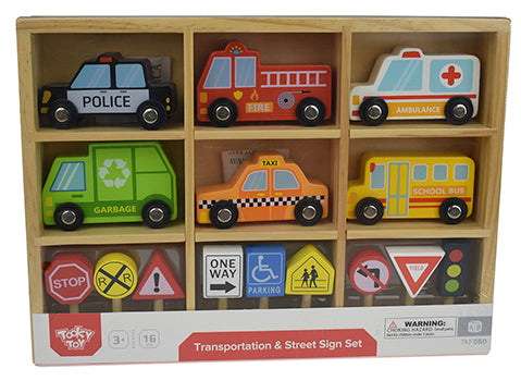 Transportation Vehicles & Road Signs Set