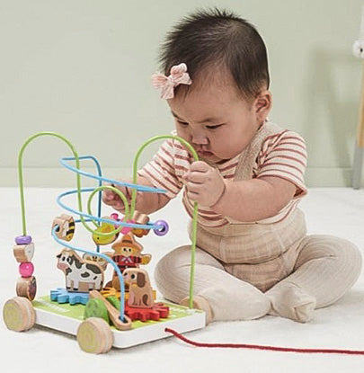 Pull Along Bead Maze With Turning Gears - Viga Toys