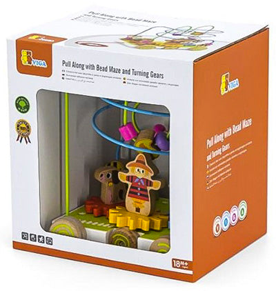 Pull Along Bead Maze With Turning Gears - Viga Toys