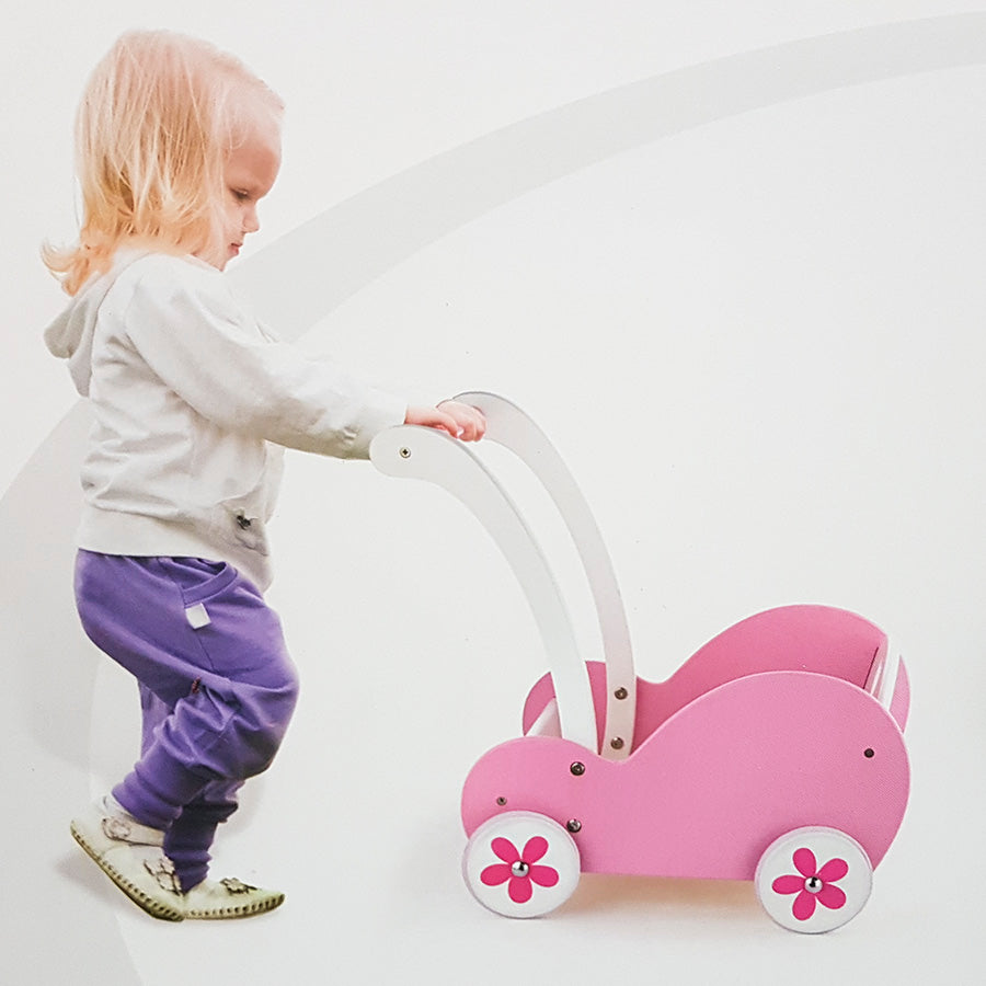 Viga Wooden Pram -Pink & White