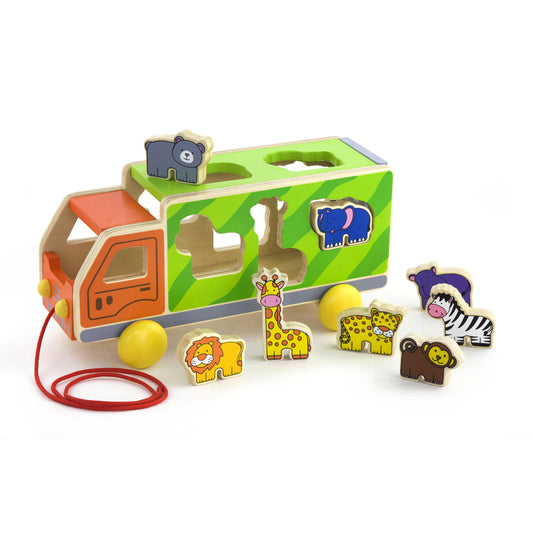 VIGA Pull Along Shape Sorter- Animal Truck