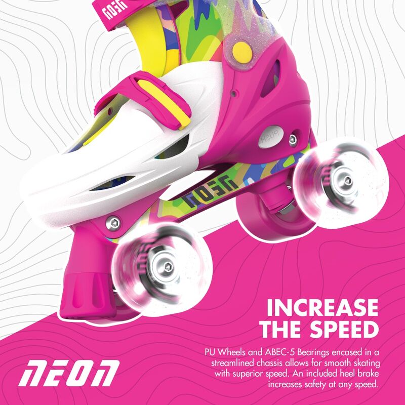 Neon Combo Skates Pink & Yellow - Shoe Size 3-6