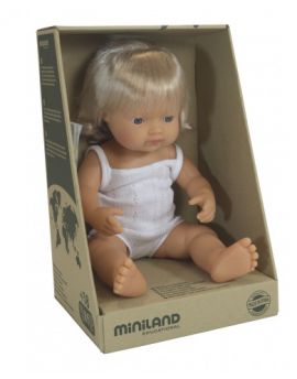 Miniland Doll 38cm White Girl with Hair