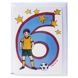 Age 6 Soccer Star Birthday Card