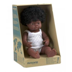 Miniland Doll 38cm Black Girl with Hair