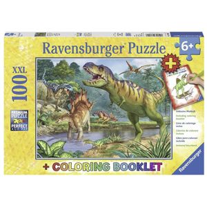 Ravensburger Puzzle 100PC XXL - World Of Dinosaurs & Colouring Book